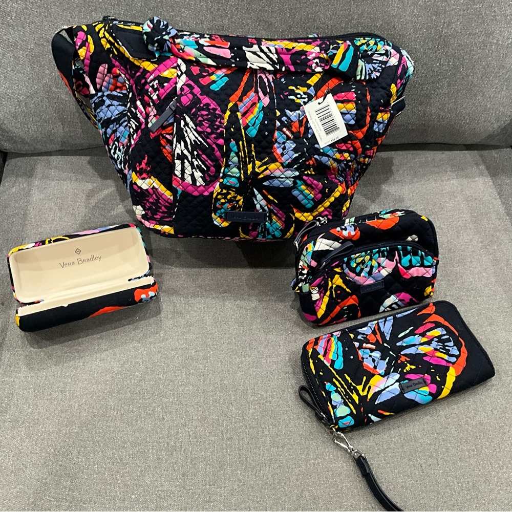 Vera Bradley Multicolor Butterfly Satchel Set